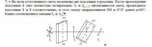 7. На пути естественного света помещены две пластинки турмалина. После прохождения пластинки 1 свет