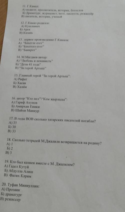 Тест по татарской литературе​