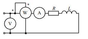Чему равна реактивная мощность Q цепи, если показания ваттметра W=6 Вт, вольтметра U=2 В, амперметра