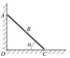 Тонкий стержень массой m = 2кг и длиной l = 0,8м стоит наклонно, опираясь на гладкую вертикальную ст