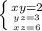 \left \{ {{xy=2} \atop {{ {{yz=3} \atop {xz=6}} \right. } } \right.