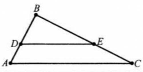 В треугольнике ABC отрезок DE с концами на сторонах AB и BC параллелен к стороне AC. = 4 см², = 5