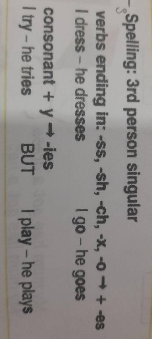 Present Simple 3rd person, positive, negative and questions I. Write the 3rd person singular of the