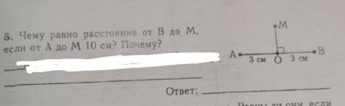 5. Чему равно расстояние от В до М, если от А до М 10 см? Почему?​