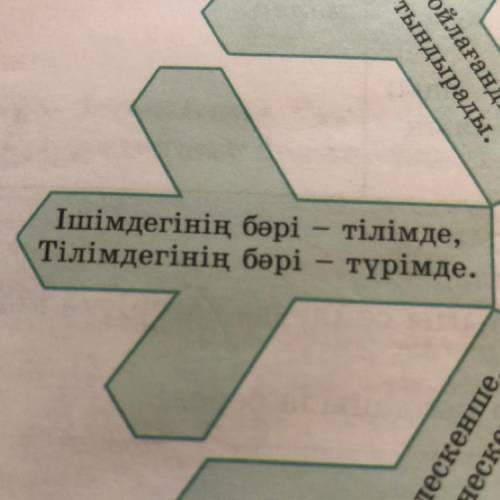 Ішімдегінің бәрі-тілімде, тілімдегінің бәрі-түрімде мағынасы керек