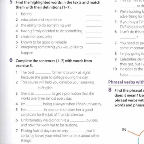 Complete the sentences (1-7) with words