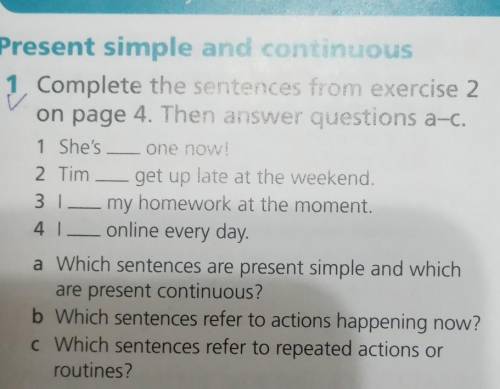 Complete the sentences from exercise a on page Then answer questions a-c