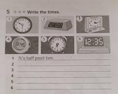 5 Write the times. 1 2 3 11 112 1 1112 10 2. 3 60112 12:00 876 8. 2 5 4 5 1121 6 12:35 10 11:45 8 1