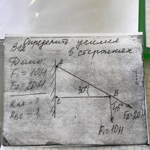 Определить усилие в стержнях