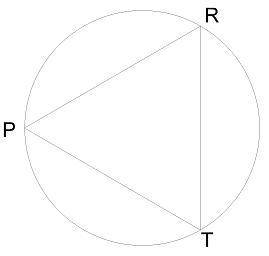Треугольник PRT — равнобедренный, RT — основание треугольника, дуга окружности RT= 140°. Определи уг