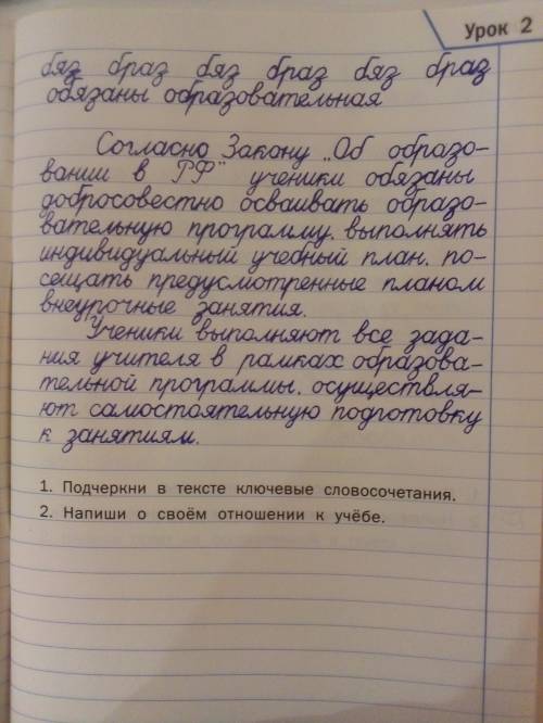 Тренажёр по русскому языку для чистописанию 4 класс урок 2 как выполнить задания?