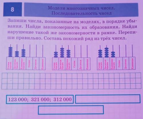 Запиши числа, показанные на моделях, в порядке убы- вания. Найди закономерность их образования. Найд