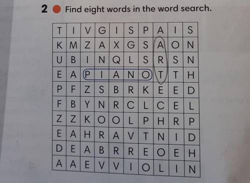 2 Find eight words in the word search.