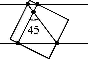 Два угла квадрата со стороной a выступают за пределы полосы ширины a с параллельными краями. Стороны