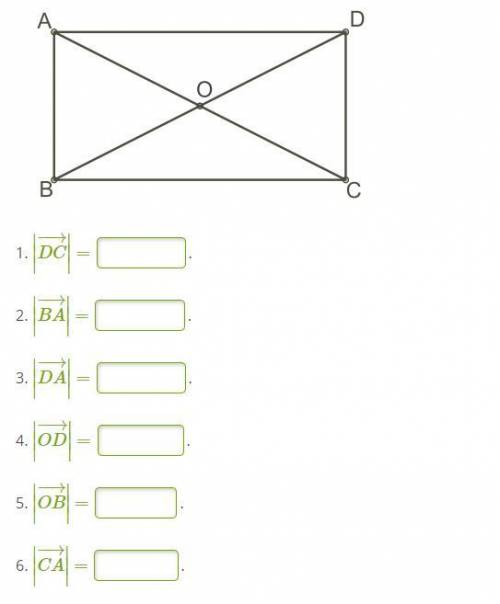Используя рисунок данного прямоугольника ABCD, определи модуль векторов. Известно, что длина сторон