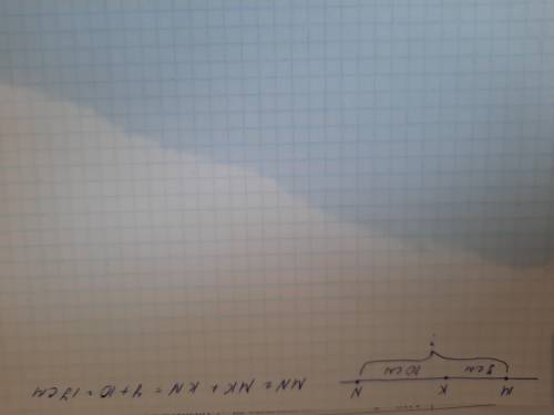 На прямой а отмечены точки M, K, N, причём MK=7см, KN=10см. Чему может быть равна длина отрезка ​