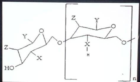 На рисунке изображена часть молекулы полисахарида (полимер), состоящего из соединённых между собой м