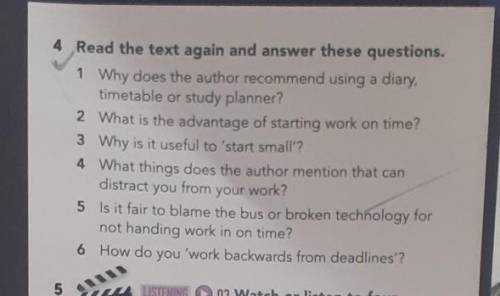 4 Read the text again and answer these questions. 1 Why does the author recommend using a diary, tim