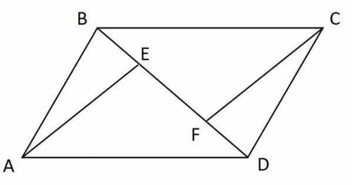 В четырехугольнике ABCD BE=DF, AE||CF, ∠BAD+∠ADC=180°. Докажите, что ABCD – параллелограмм.