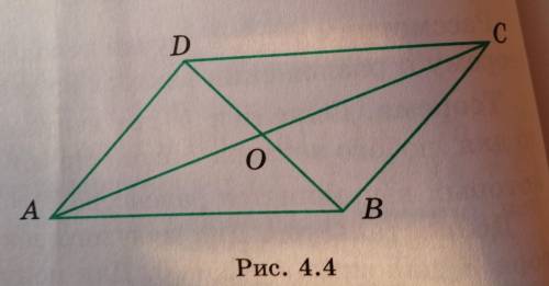 4. Диагонали параллелограмма ABCD пересекаются в точке о (рис. 4.4). Выразите вектор: a) AB; б) AD ч