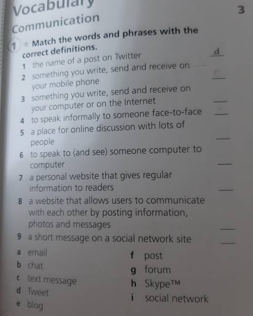 1 Match the words and phrases with the correct definitions. 1 the name of a post on Twitter 2 someth