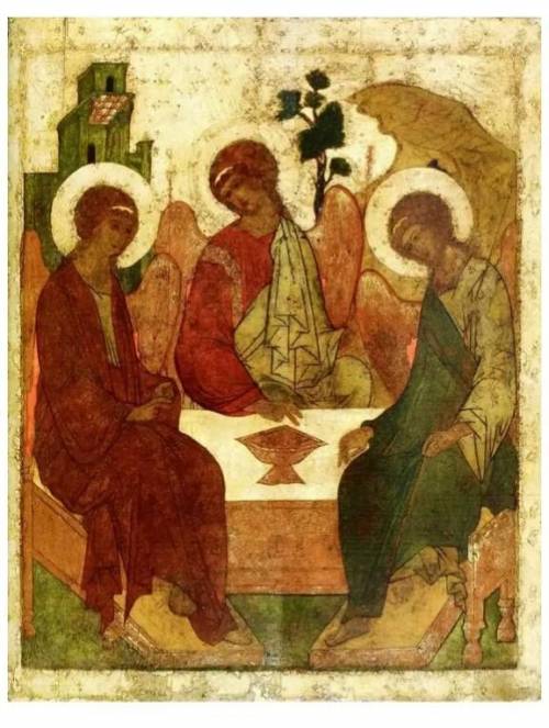 Рассмотреть икону Андрея Рублёва Троица и письменно придумать 5 вопросов к ней и дать на них ответ