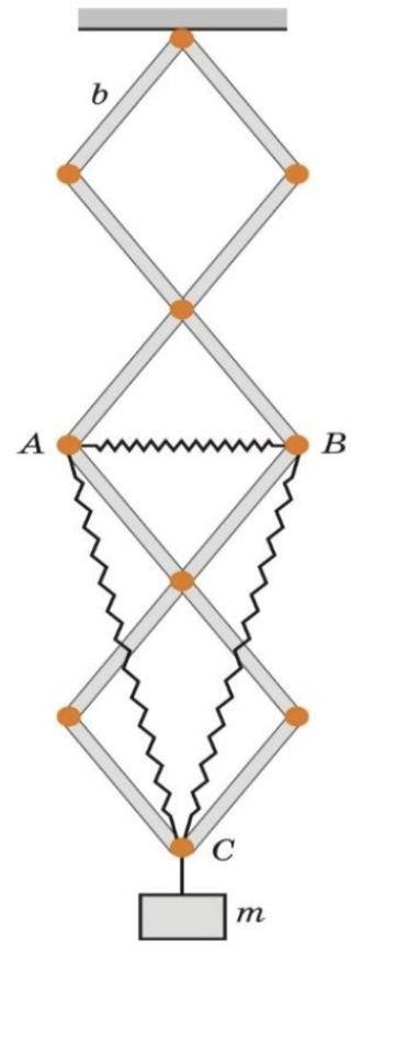 Показана на рисунку конструкція складається з 8 легких стрижнів, з’єднаних шарнірами. Чотири стрижні