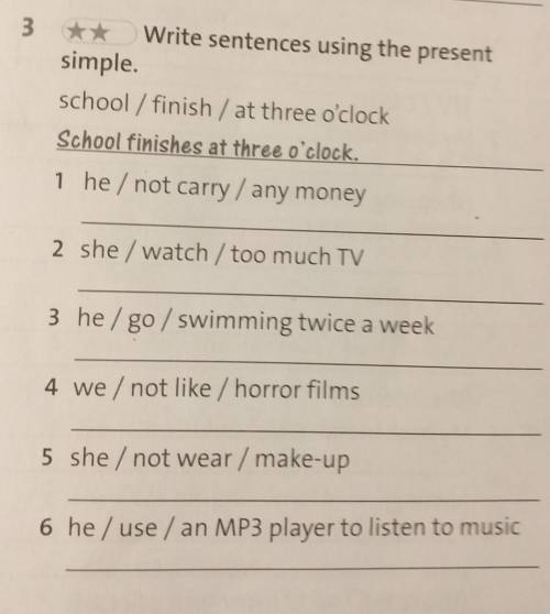 Write sentences using the present simple