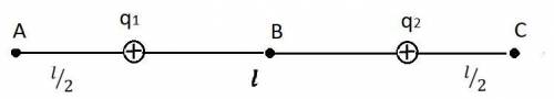 Два маленьких шарика, заряженные положительными зарядами q1=q2=3⋅10−9 Кл, закреплены на расстоянии l