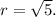 r=\sqrt{5} .