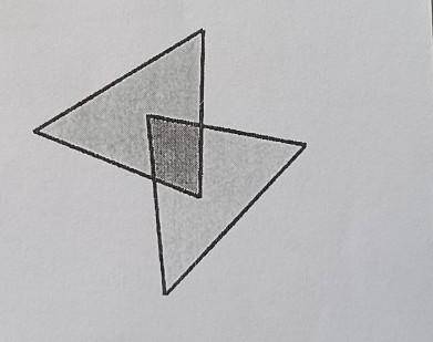Айрат нарисовал два треугольника. Получилась фигура, состоящая из трех частей (см. рисунок). Потом о
