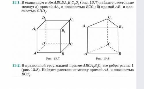 13.1. В единичном кубе ABCD A1 B1 С1 D1 (рис.13.7) найдите расстояние между : а ) прямой АА1 и плоск