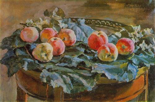 Сравните картину Качаловского Яблоки на круглом столе с рассказом Айтматова Красное яблоко. Как