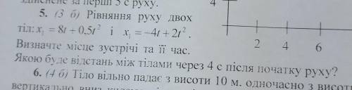 рівняння руху двох тіл x=8t+0.5t² I x =-4t+2t² визначте місце зустрічі і її час якою буде відстань м