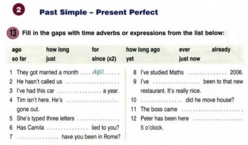 Fill in the gaps with time adverbs or expressions from the list below: