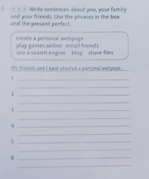 4 Write sentences about you, your family and your friends. Use the phrases in the box and the presen