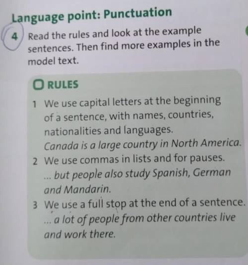 4 Read the rules and look at the example sentences. Then find more examples in the model text O RULE