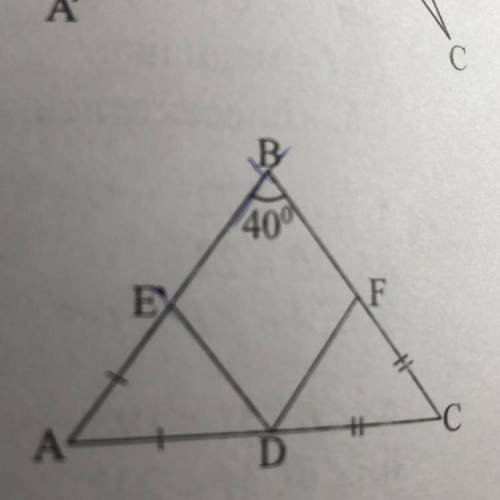 ABC = 40° AE=AD и CF=CD. Найдите EDF B) 60° D) 80° A) 50 C) 70°