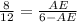 \frac{8}{12} =\frac{AE}{6-AE}