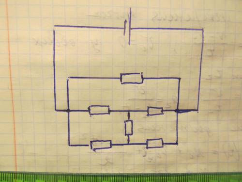 упростите эту схему (перерисуйте в схему с последовательными и параллельными соединениями резисторов
