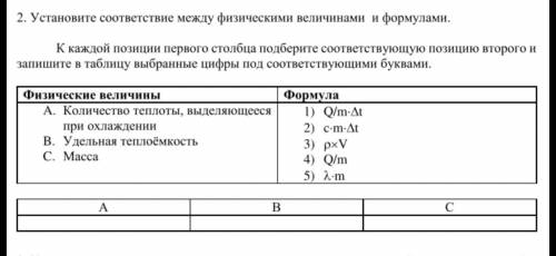 Установить соответствие между физическими телами и формулами.