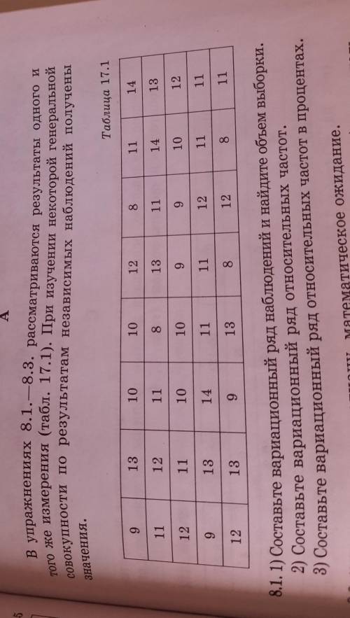 в упражнениях 8.1. -8.3. рассматриваются результаты одного и того же измерения (табл. 17.1). При изу