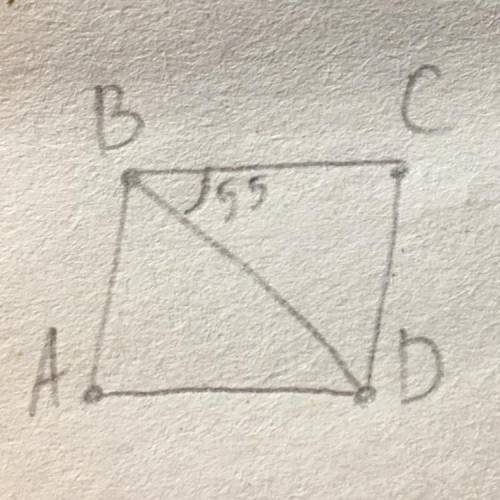 В четырехугольнике ABCD угол CBD=55 градусов. Найдите угол BAD