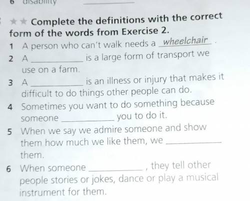 int 5 3 ** Complete the definitions with the correct form of the words from Exercise 2. 1 A person w