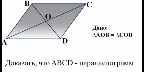 Параллелорграм треуг AOB= треуг COD