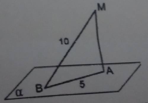 Из точки М опущен перпендикуляр МА к плоскости альфа. Наклонная МВ равна 10 а проекция наклонно АВ н