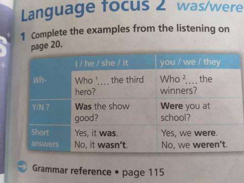 1 Complete the examples from the listening on S page 20. 1/ he / she / it you / we/ they Wh- 1 Who!.