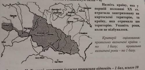 Назвіть країну, яка у першій половині ХХ ст. втратила заштриховану на картосхемі територію, та країн