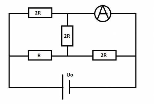Определить показания амперметра, изображенного на рисунке, если напряжение на батареи 12В, а сопроти
