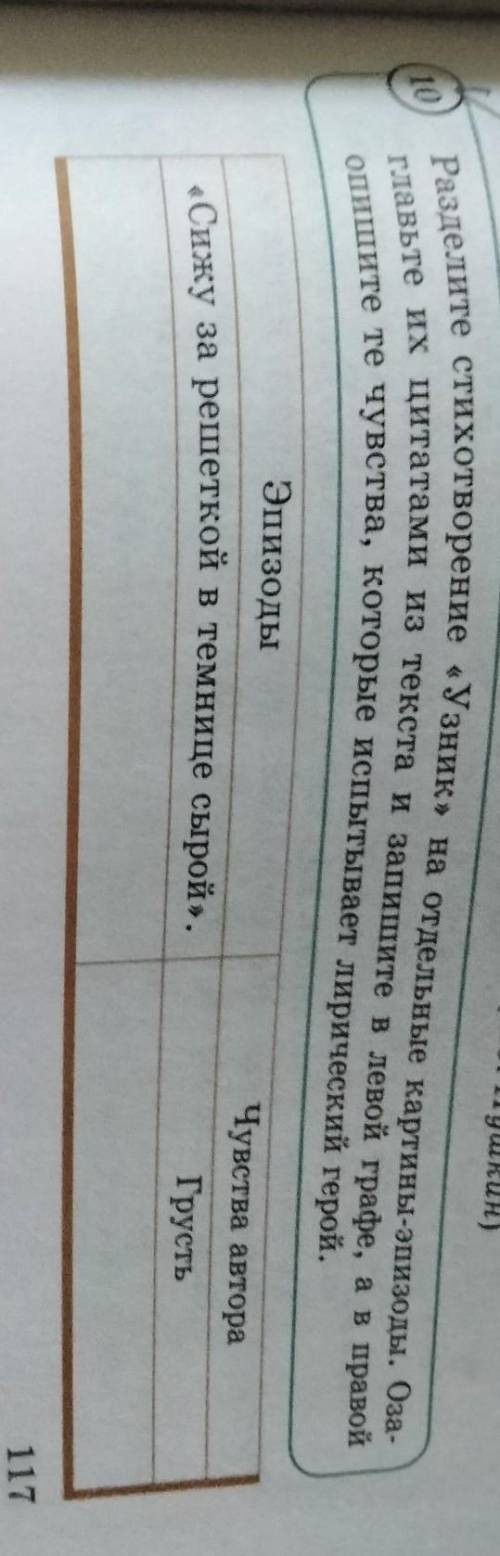 Разделите стихотворение «Узник» на отдельные картины-эпизоды. Ола- главьте их цитатами из текста и з